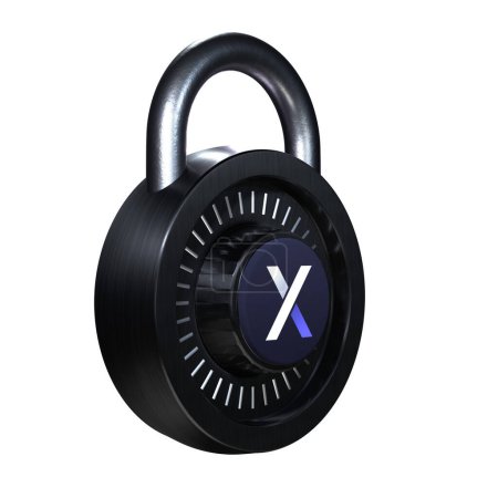 Téléchargez les photos : Crypto Lock icône dYdX sur fond blanc - en image libre de droit