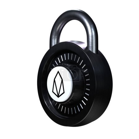 Téléchargez les photos : Crypto Lock icône EOS sur fond blanc - en image libre de droit