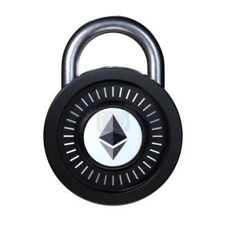 Photo for Crypto Lock Ethereum icon on white background - Royalty Free Image