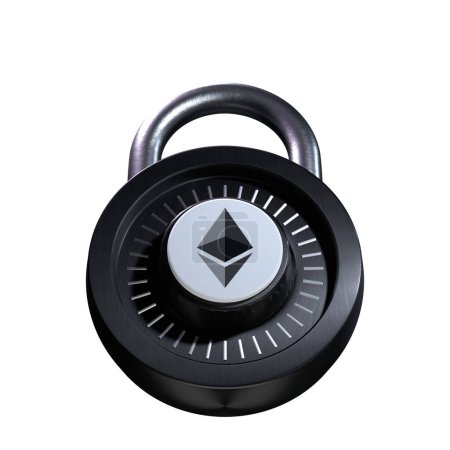 Téléchargez les photos : Crypto Lock Ethereum icône sur fond blanc - en image libre de droit