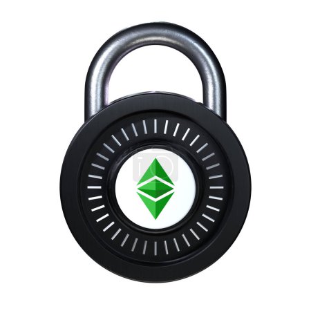 Téléchargez les photos : Crypto Lock Ethereum icône classique sur fond blanc - en image libre de droit