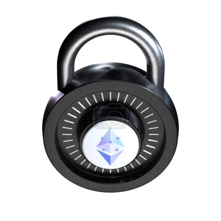 Téléchargez les photos : Crypto Lock EthereumPoW icône sur fond blanc - en image libre de droit