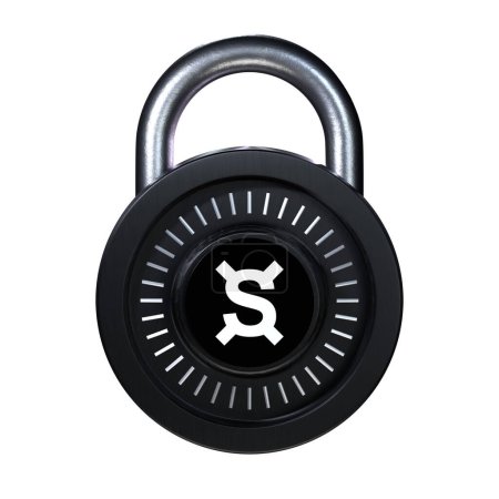 Foto de Crypto Lock Frax Share (FXS) icono sobre fondo blanco - Imagen libre de derechos