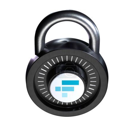 Téléchargez les photos : Crypto Lock FTX Token (FTT) icône sur fond blanc - en image libre de droit