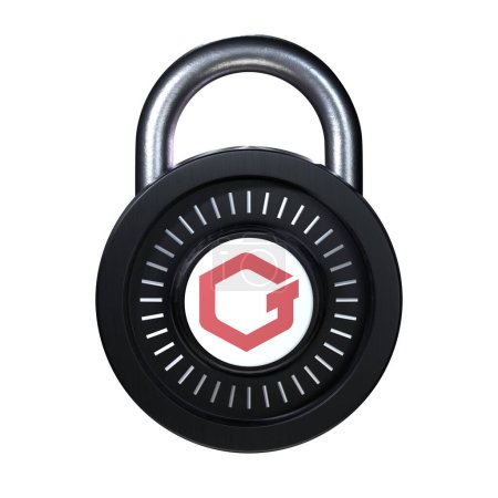 Téléchargez les photos : Icône Crypto Lock GateToken (GT) sur fond blanc - en image libre de droit