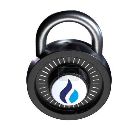 Téléchargez les photos : Crypto Lock Huobi Token (HT) icône sur fond blanc - en image libre de droit