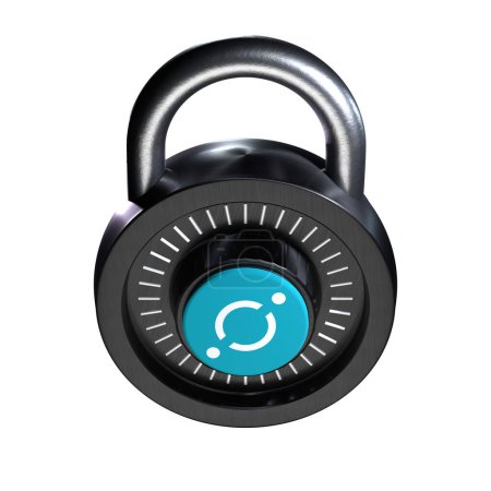 Téléchargez les photos : Icône Crypto Lock ICON (ICX) sur fond blanc - en image libre de droit