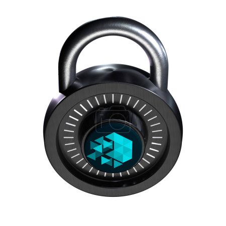 Foto de Crypto Lock IoTeX (IOTX) icono sobre fondo blanco - Imagen libre de derechos