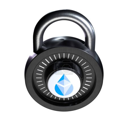 Téléchargez les photos : Crypto Lock Lido jalonné ETH (stETH) icône sur fond blanc - en image libre de droit