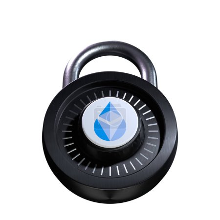 Téléchargez les photos : Crypto Lock Lido jalonné ETH (stETH) icône sur fond blanc - en image libre de droit