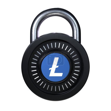 Téléchargez les photos : Crypto Lock Litecoin (LTC) icône sur fond blanc - en image libre de droit