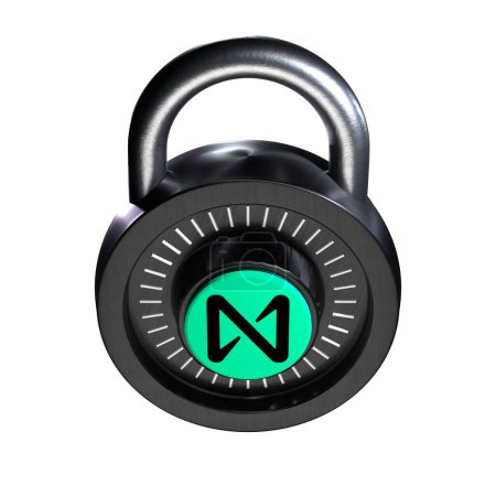 Téléchargez les photos : Crypto Lock icône du protocole NEAR (NEAR) sur fond blanc - en image libre de droit