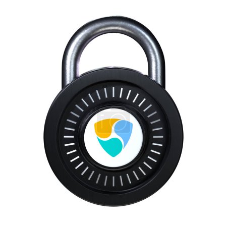 Foto de Crypto Lock NO (XEM) icono sobre fondo blanco - Imagen libre de derechos