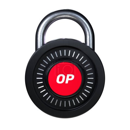 Téléchargez les photos : Icône Crypto Lock Optimism (OP) sur fond blanc - en image libre de droit