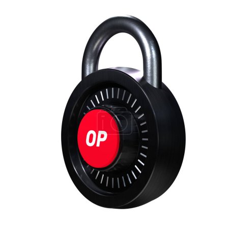 Foto de Crypto Lock Optimism (OP) icono sobre fondo blanco - Imagen libre de derechos