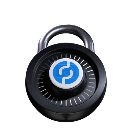 Téléchargez les photos : Crypto Lock Pocket Network (POKT) icône sur fond blanc - en image libre de droit