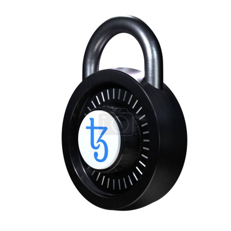 Foto de Crypto Lock icono de Tezos sobre fondo blanco - Imagen libre de derechos