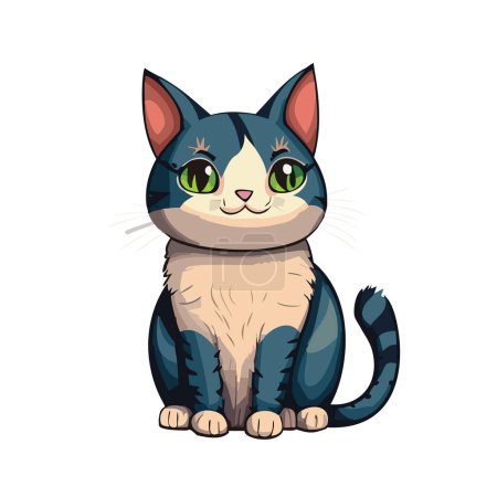Téléchargez les illustrations : Mignon chat dessin animé vecteur illustration design - en licence libre de droit