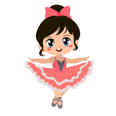 cute ballerina girls cartoon character vector illustration