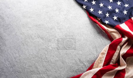 Photo for Happy Independence day concept made from American flag  on dark stone background. - Royalty Free Image