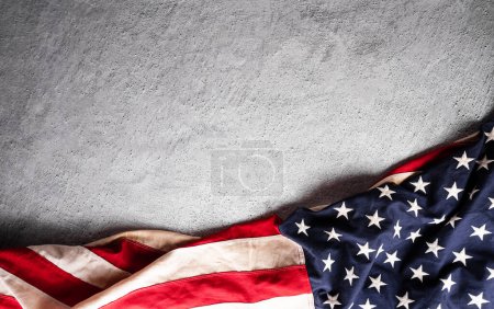 Photo for Happy Veterans day concept made from American flag and the text on dark stone background. - Royalty Free Image