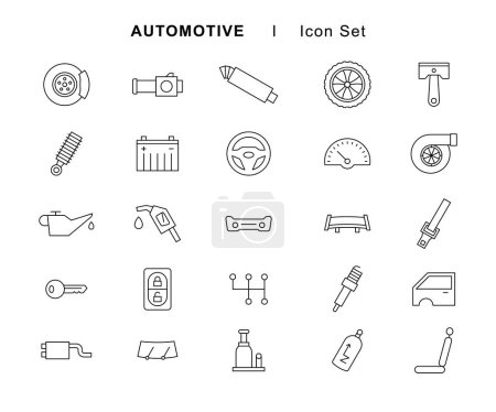 Automotive icon set. Editable stroke.