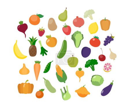 Photo for Cartoon fruits vector clipart collection. Fruit icons isolated on white background - Royalty Free Image