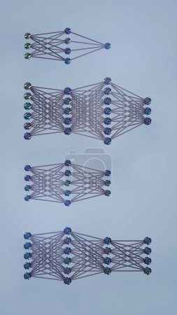 Artificial Intelligence Network: Neurons and Links in 3D, 3D rendering