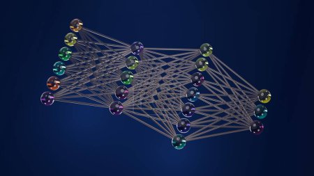 Téléchargez les photos : Cybernetic Network : Connexions neuronales illustrées, rendu 3D - en image libre de droit