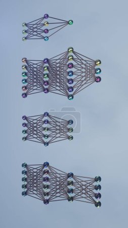 Téléchargez les photos : Variations dans les configurations de réseau neuronal artificiel, rendu 3D - en image libre de droit