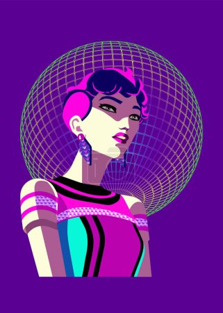 Téléchargez les photos : Belle femme en robe de soirée contre la boule miroir disco colorée - en image libre de droit