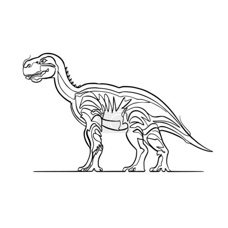 Ilustración de Silhoutte de dinosaurio, arte de línea continua - Imagen libre de derechos