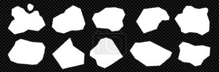 Illustration for Kit of edge and torn paper. Jagged abstrac and rectangle shapes, Rough pieces on transparent background. Vector elements collection - Royalty Free Image