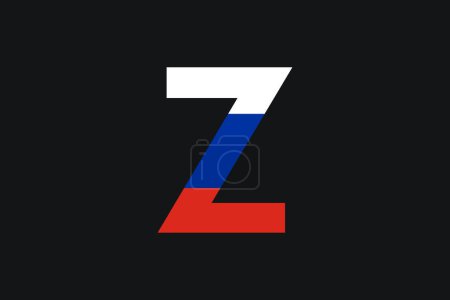 Téléchargez les illustrations : Affiche avec la lettre Z aux couleurs du drapeau russe sur fond noir. Arrêtez le peuple zombie russe. - en licence libre de droit