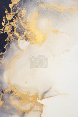 Photo for Marble ink abstract art from exquisite original painting for abstract background . Painting was painted on high quality paper texture to create smooth marble background pattern of kintsuki ink art . - Royalty Free Image