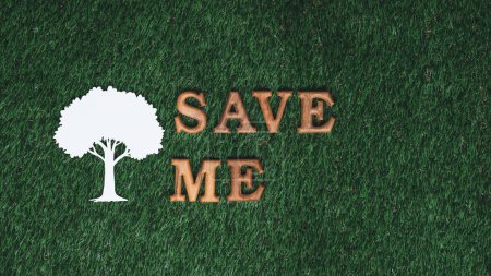 Foto de Campaña de concientización ecológica para el concepto del día de la Tierra muestra un mensaje organizado en Save Earth sobre fondo verde biofílico. Idea de concepto de gobernanza social ambiental para un futuro sostenible y más ecológico.Gyre - Imagen libre de derechos