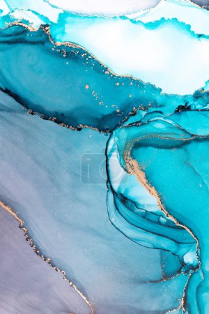Téléchargez les photos : Marble ink abstract art from meticulous original painting abstract background . Painting was painted on high quality paper texture to create smooth marble background pattern of ombre alcohol ink . - en image libre de droit