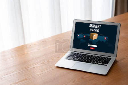 Photo for Delivery tracking system for e-commerce and modish online business to timely goods transportation and delivery - Royalty Free Image