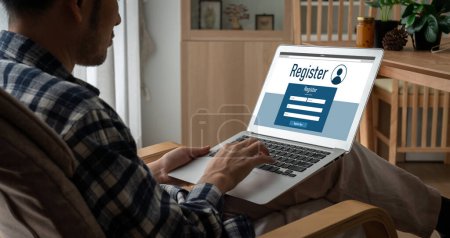 Photo for Online registration form for modish form filling on the internet website - Royalty Free Image