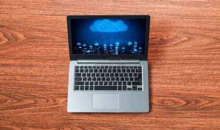 Téléchargez les photos : Logiciel Cloud Computing pour le travail à distance et le stockage de données personnelles - en image libre de droit