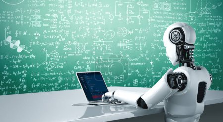 Foto de Robot de IA con inteligencia artificial utilizando software de computadora modish por sistema de aprendizaje automático - Imagen libre de derechos