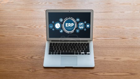 Photo for ERP enterprise resource planning software for modish business to plan the marketing strategy - Royalty Free Image