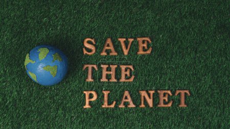 Téléchargez les photos : Campagne de sensibilisation écologique pour le concept du Jour de la Terre présentez le message organisé dans Save Earth sur fond vert biophilique. Concept de gouvernance sociale environnementale idée pour un avenir durable et plus écologique.Gyre - en image libre de droit