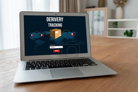Photo for Delivery tracking system for e-commerce and modish online business to timely goods transportation and delivery - Royalty Free Image