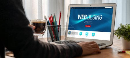 Foto de El software de diseño de sitios web proporciona una plantilla moderna para negocios minoristas en línea y comercio electrónico - Imagen libre de derechos