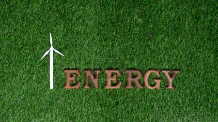Photo for Eco awareness campaign message on grass background striving to conserve energy consumption to reduce CO2 emission with commitment to solve global warming for sustainable and greener environment. Gyre - Royalty Free Image