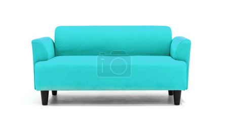 Photo for Light blue Scandinavian style contemporary sofa on white background with modern and minimal furniture design for stylish living room. uds - Royalty Free Image