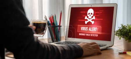 Photo for Virus warning alert on computer screen detected modish cyber threat , hacker, computer virus and malware - Royalty Free Image