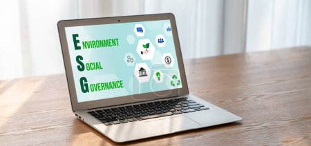 Téléchargez les photos : Politique de gouvernance sociale environnementale ESG pour les entreprises modernes afin de fixer une norme pour atteindre un score ESG élevé - en image libre de droit