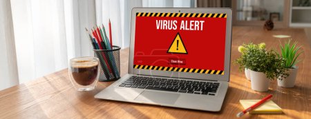 Photo for Virus warning alert on computer screen detected modish cyber threat , hacker, computer virus and malware - Royalty Free Image